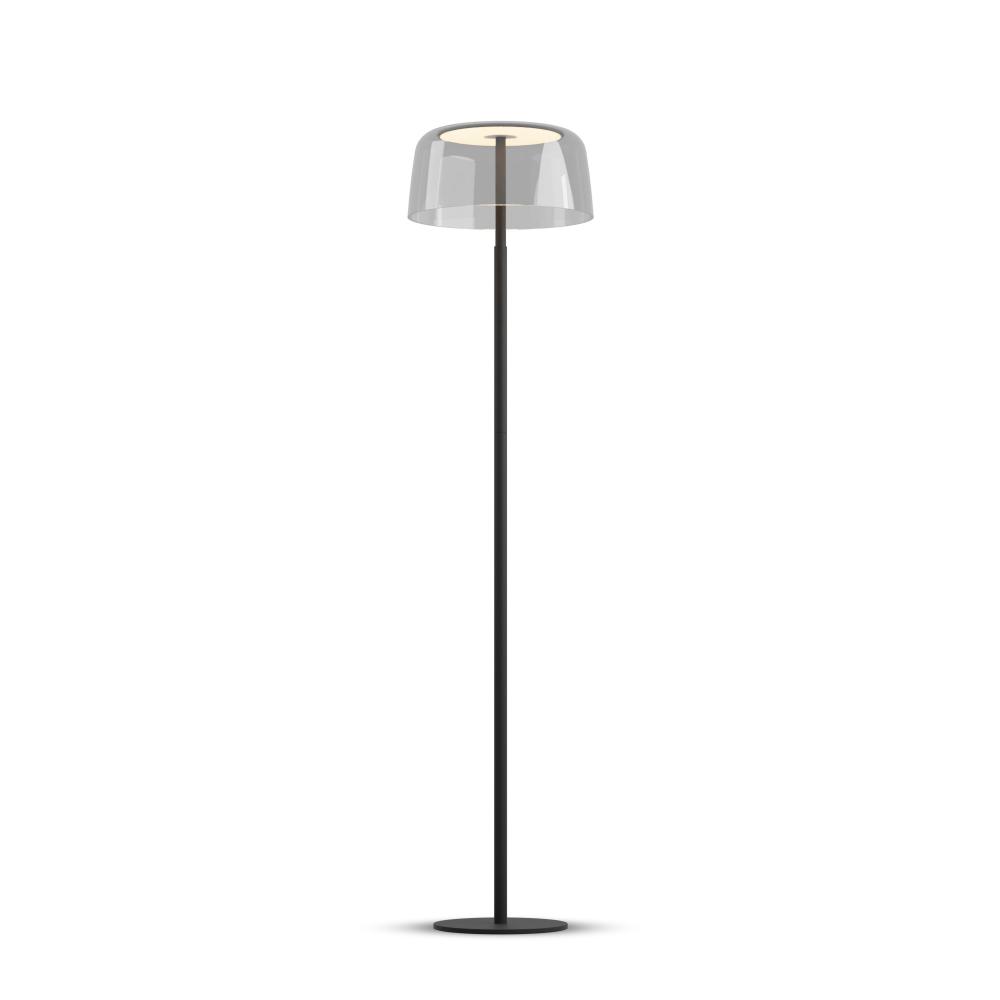 Koncept Lighting YUF-SW-MTB+SCLR Yurei Floor Lamp (Matte Black) with 14" Acrylic Shade, Clear